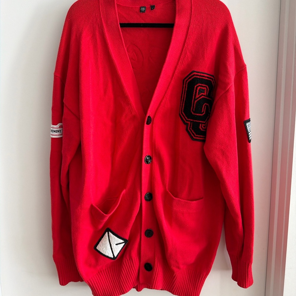 Opening Ceremony Red Patch Cardigan Sweater